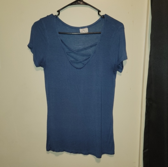 Glitz Tops - Medium Blue Strappy Shirt